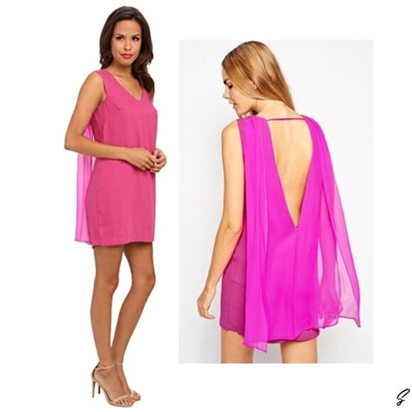 Aryn K Women's Deep V-Back Dress in hot pink - Picture 1 of 4